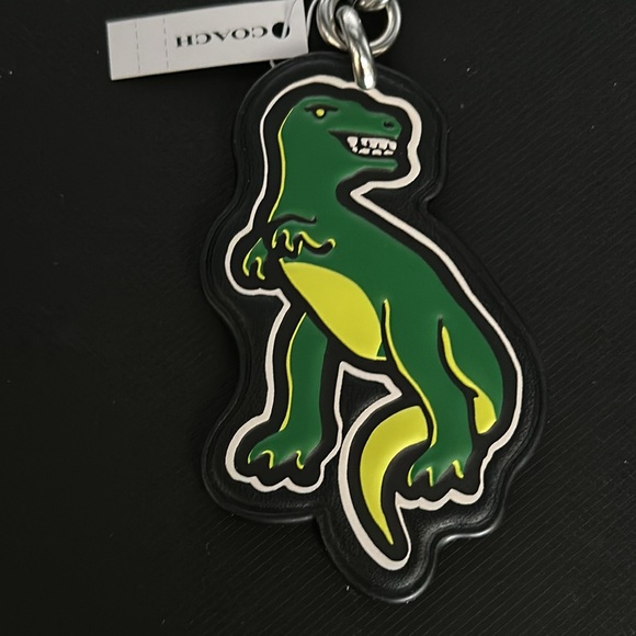 NWT Coach Rexy dinosaur Leather Bag Charm keychain ring Purse cw473 FOB Silver - Picture 6 of 8